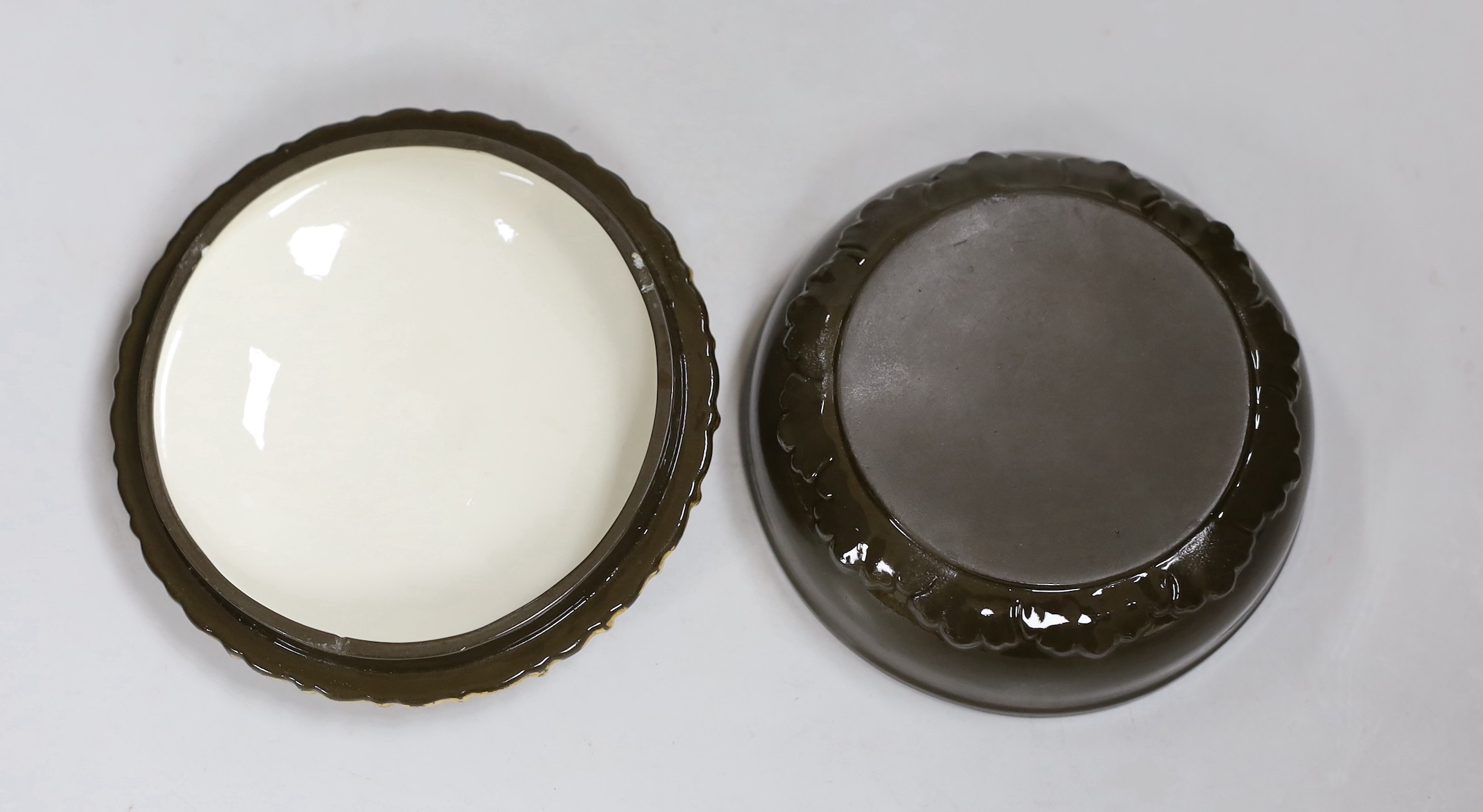 An English pate sur pate circular box and cover
